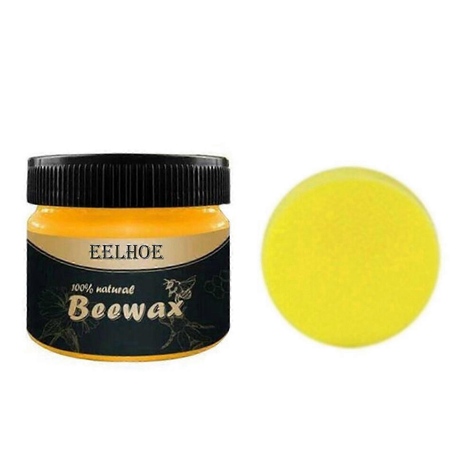 85g Furniture Polishing Beewax Solid Wood Protective Layer Waterproof Glossy Stop Crack With Sponge