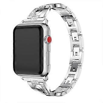Metal Cuff Bangle Rhinestone Diamond Wristband X-Link Glitzy Strap for Apple Watch 38/40/41mm Iwatch Series 8 7 6 5 4 3 2 1 SE