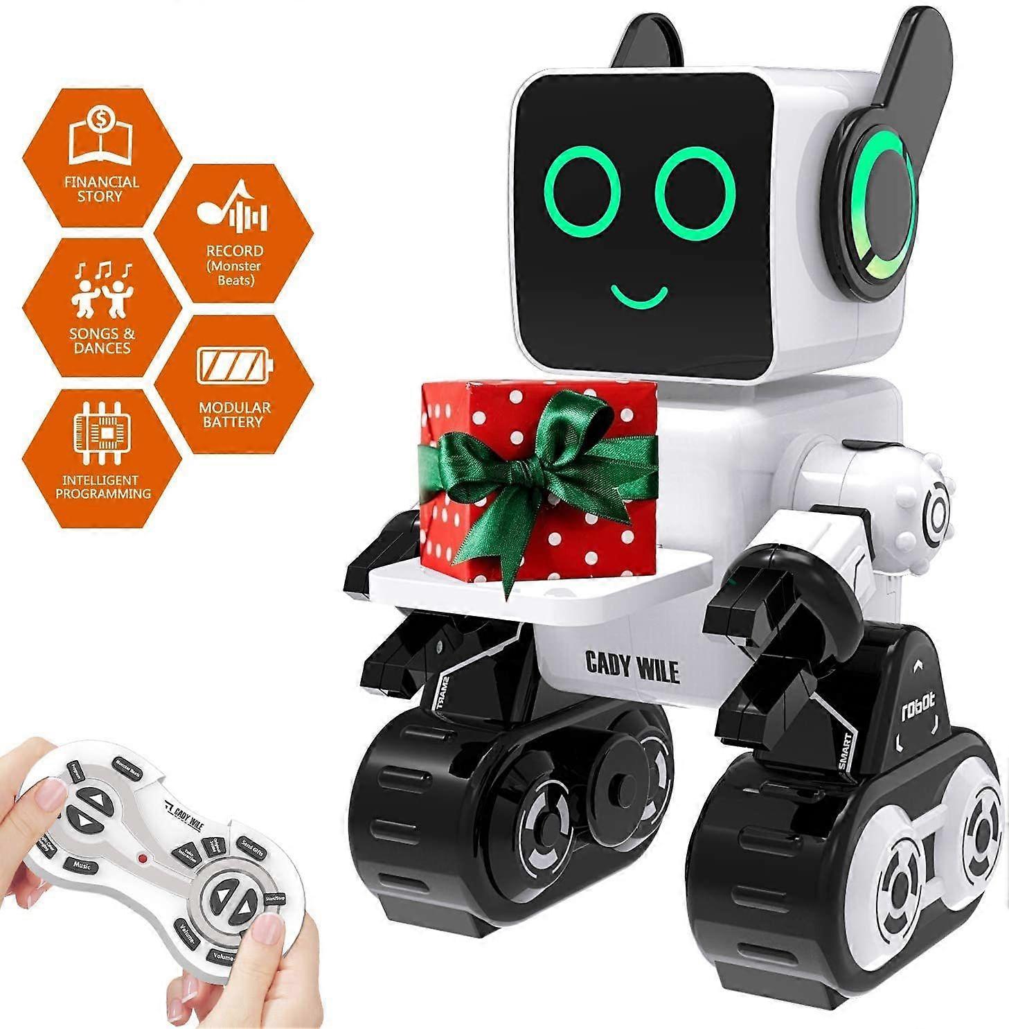 SQCLV Robot Toy, Remote Control Robot Toy for Kids, Intelligent Programming RC Robot, Suitable for Kids Aged 8 and over to Sing, Dance, Talk, (White)