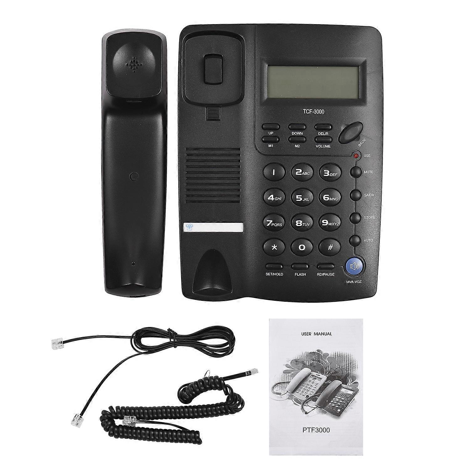 TCF3000 Black Corded Phone with Memory Key Landline Phone Telephone Support Hands-Free/Redial/Flash/