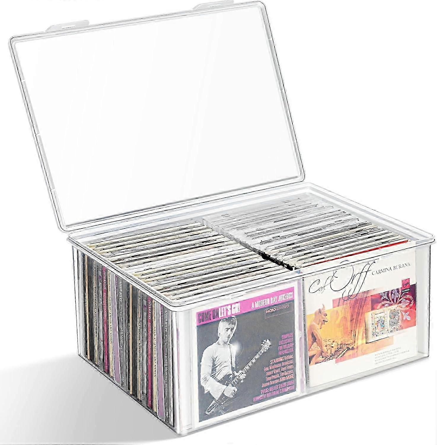 Cd Storage Box, Stackable Clear Plastic Cd Organizer