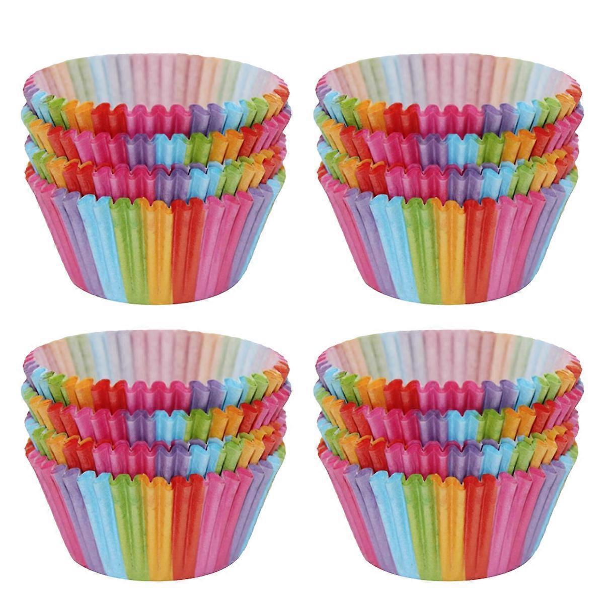 Cupcake Wrappers,100Pcs Rainbow Bright Standard Baking Cups Cupcake Liner Cupcake Paper Baking Cup Muffin Cases Cake Mold