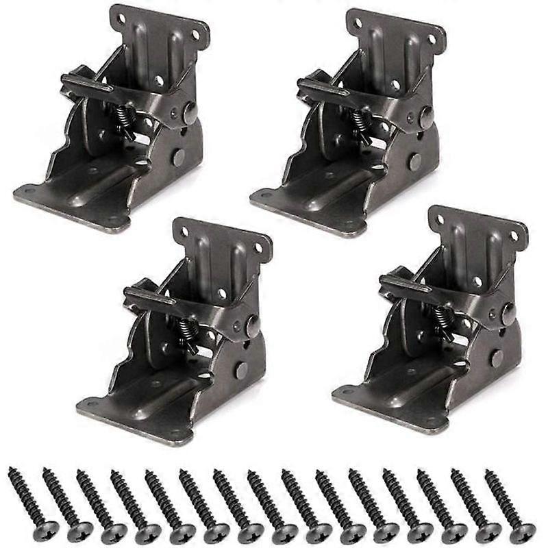 HingeSelf-locking folding hinge 90 folding bracket lock extension table shelf bracket folding sheet metal4 Pcs