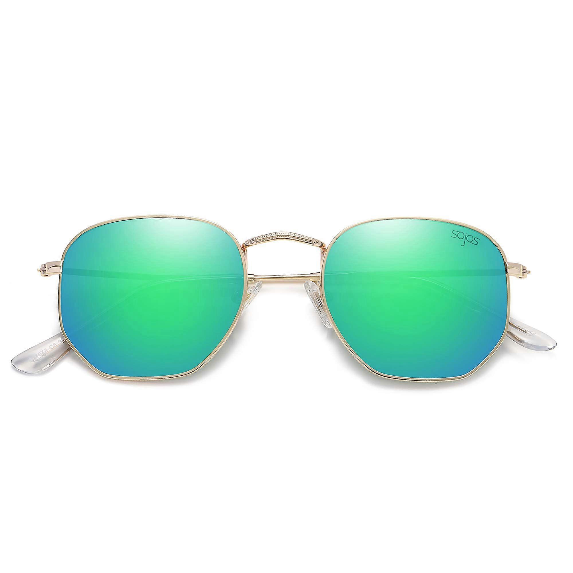 Petites lunettes de soleil polarisées carrées pour hommes et femmes Polygon Mirrored Lens Blue
