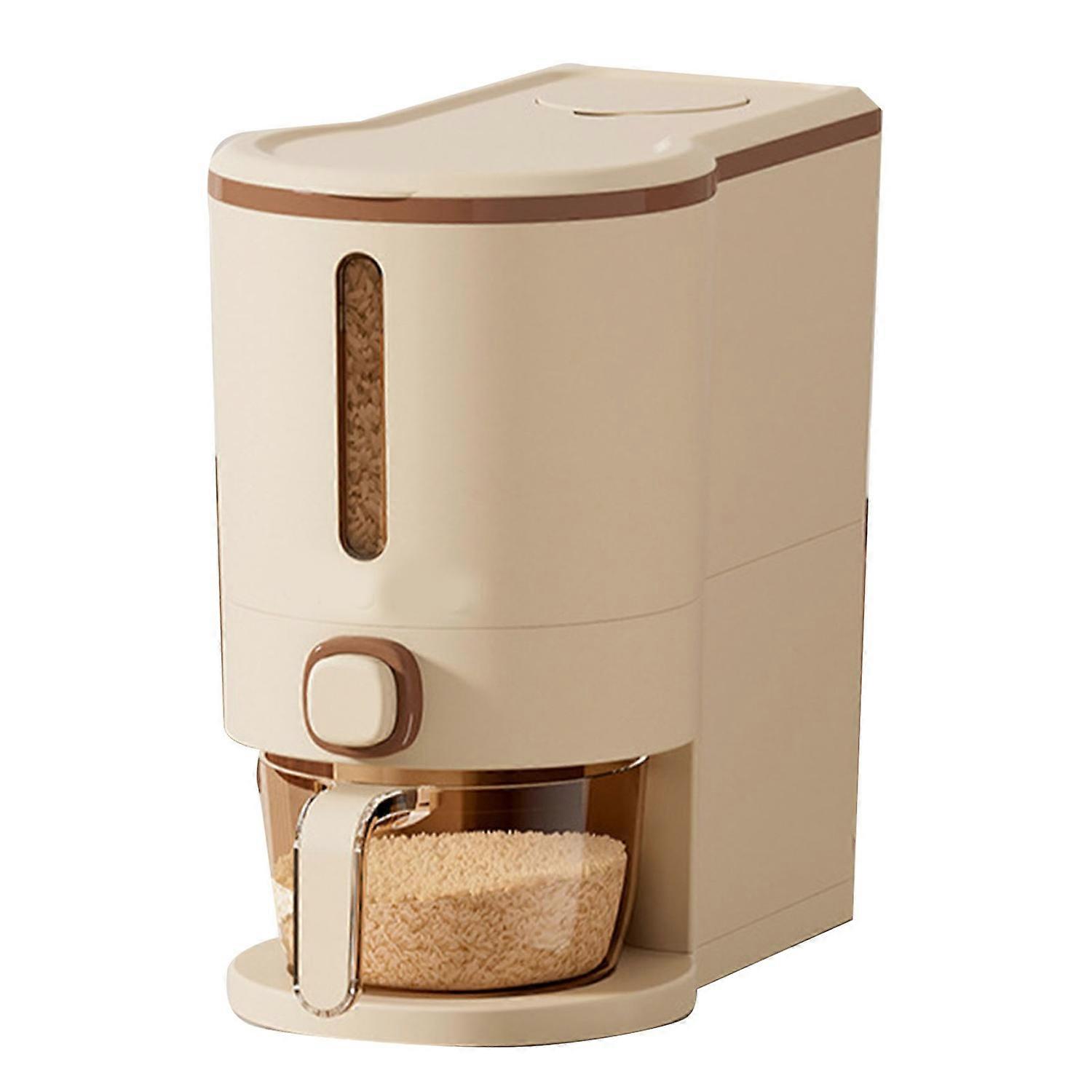Press Rice Dispenser with Transparent Window Sealed Grain Storage Container for Kitchen 5KG Capacity