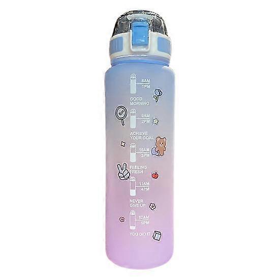 Sports Bottle Eco-friendly Time Marker Design Multipurpose Durable Portable Gradient Color Water with Rope for School