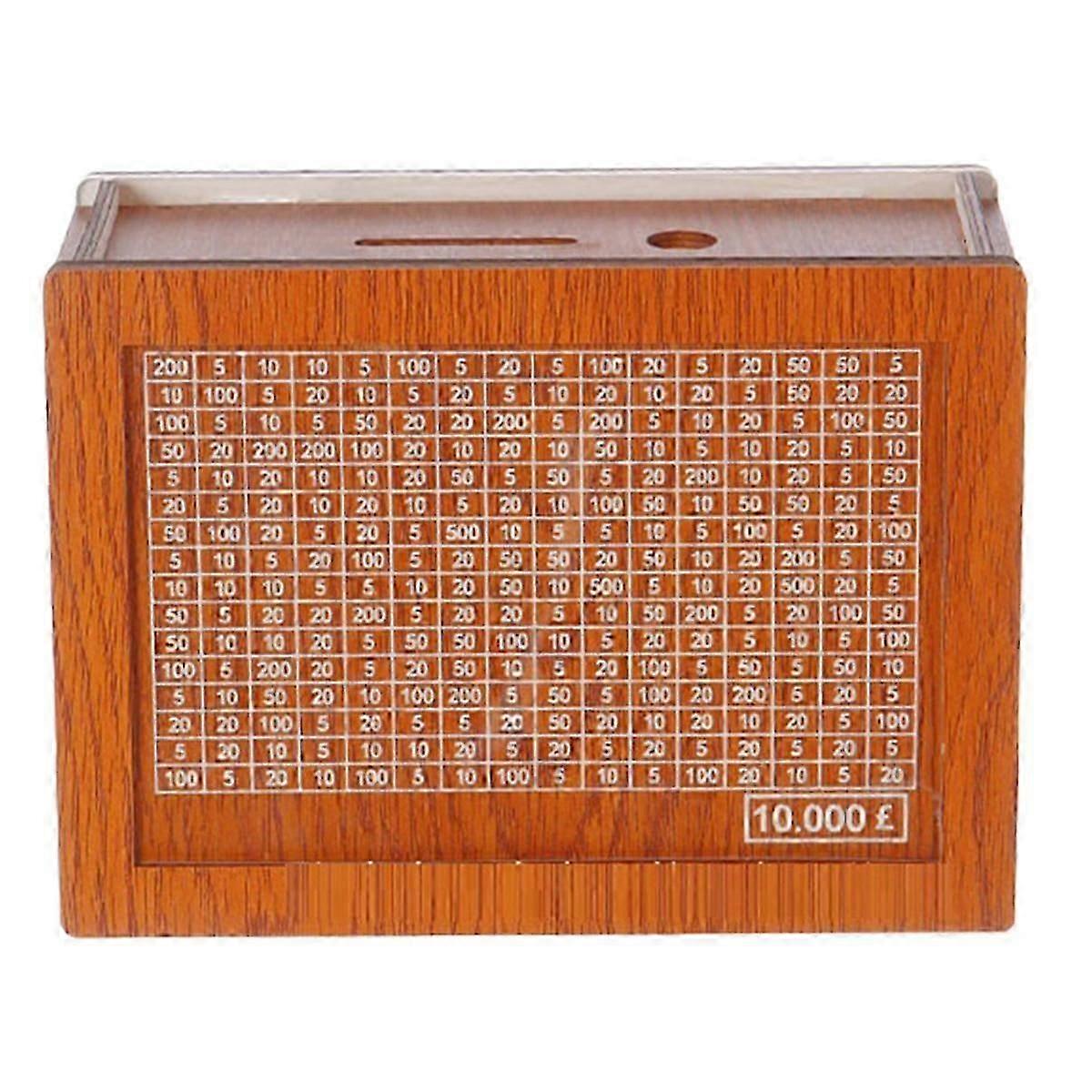 صندوق توفير المال ، قبو نقدي خشبي للأطفال والكبار ، صندوق نقود قابل لإعادة الاستخدام مع العد التنازلي وهدف المال 10000