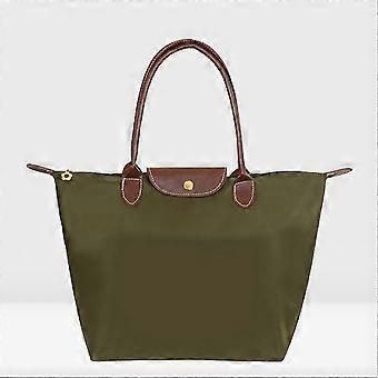 Oxford Stofftasche Nylon Schulter Handtasche Faltbare Aufbewahrungstasche Damen Wasserdichte Handtasche L (52x32x20cm) Armeegrün
