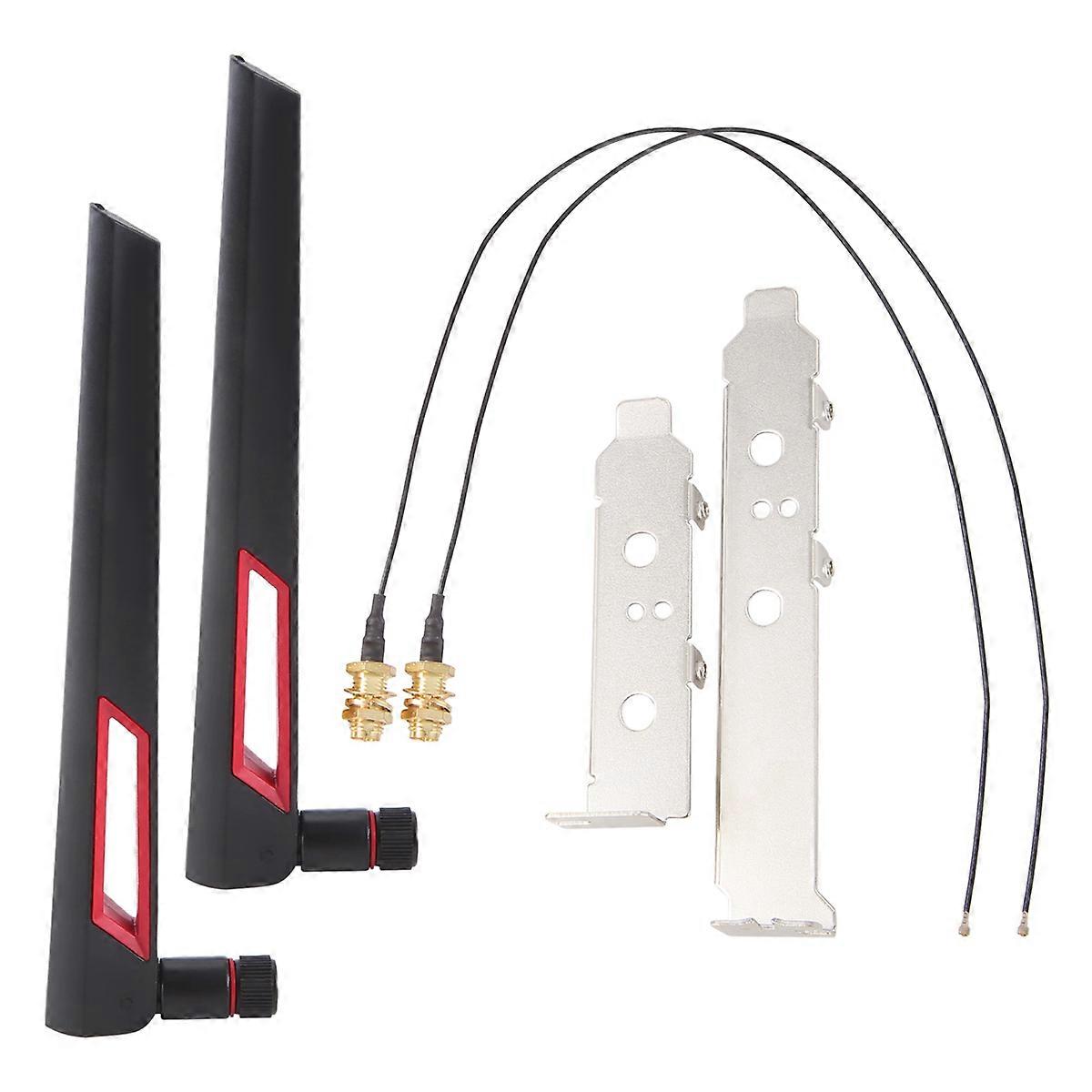 2X8Dbi Dual Band M.2 MHF4 U.Fl Cable to RP-SMA Pigtail WiFi Antenna Set for AX210 AX200 9260 9560 NG