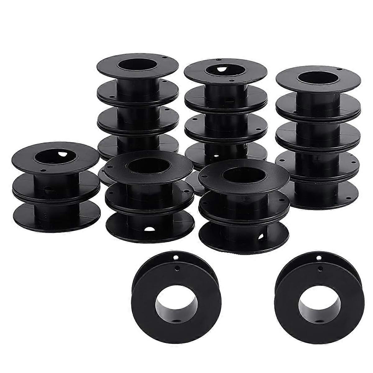 20pcs Empty Spools, 2.1x0.7 Inch Plastic Thread Spools Ribbon Spools Black Craft Spools Wire Spool Weaving Bobbins