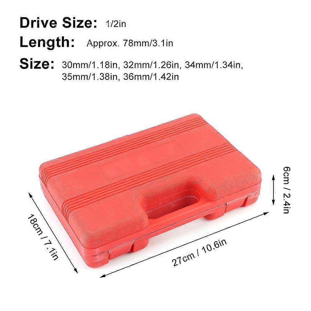 5Pcs 12-Point Deep Impact Socket Set 30-36mm 1/2in Drive Chrome