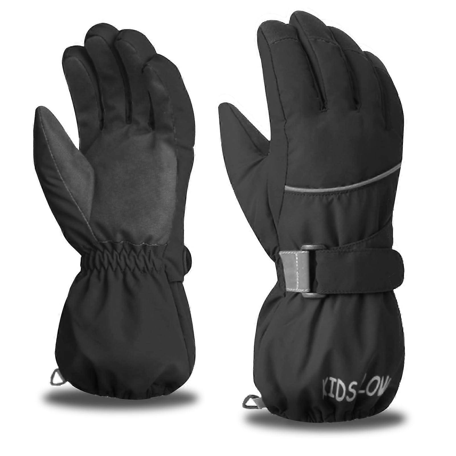 Windproof Warm Touch Screen Gloves for Winter Snowboarding, Waterproof Material, Unisex Size, Enhanced Grip, Black