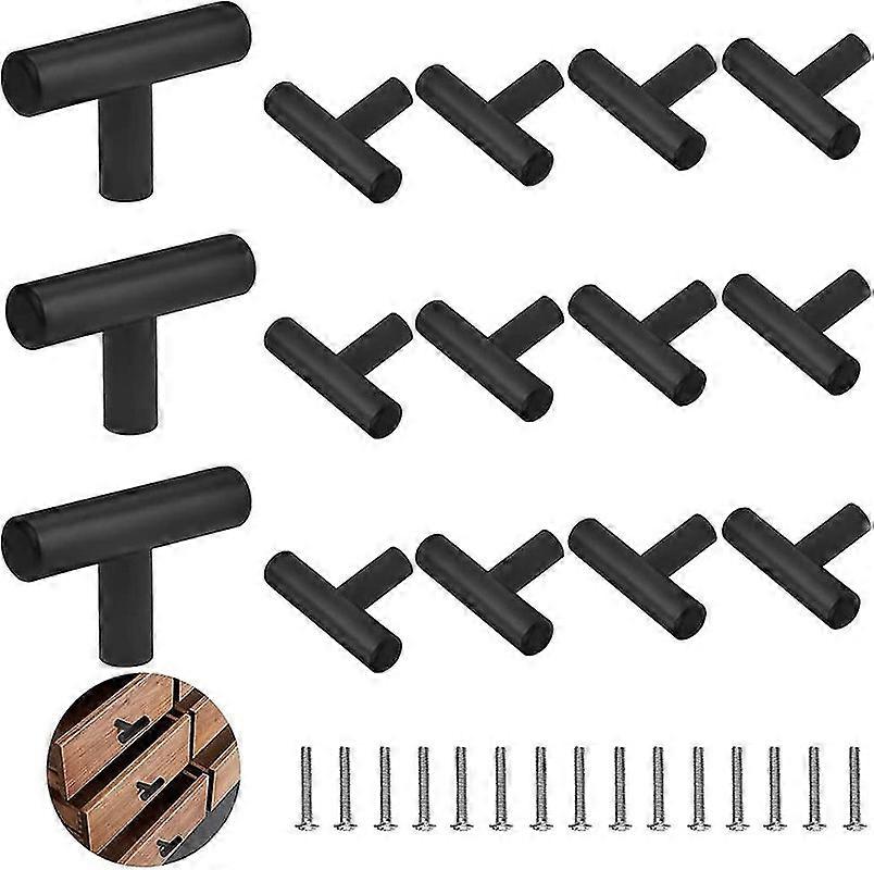 JiaWei 15pcs T Handle Cabinet Handle Single Hole T Type Stainless Steel Door Handle Drawer Handle Kitchen Cabinet Handle Cupboard Handle Black 7XD