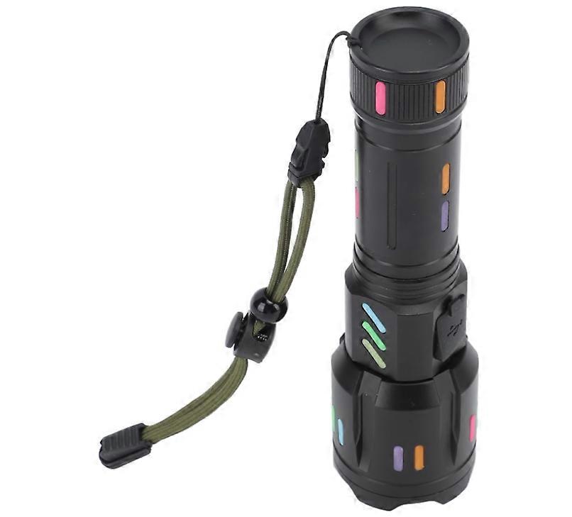 LED Flashlights, Glowing Shell LED Flashlights with Zoom Imitation Fin Shell for Outdoor Use(Black)