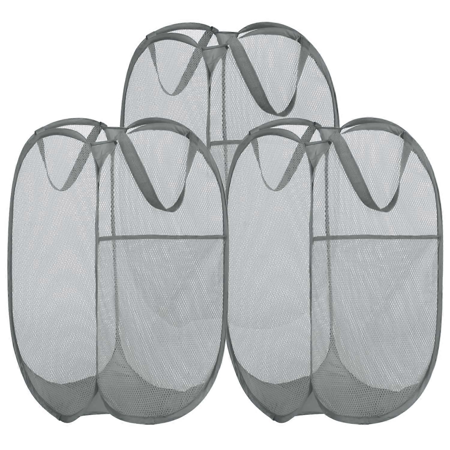 3 Pack Collapsible Laundry Basket Strong Mesh Pop Up Laundry Hamper with Side Pocket for Bathroom