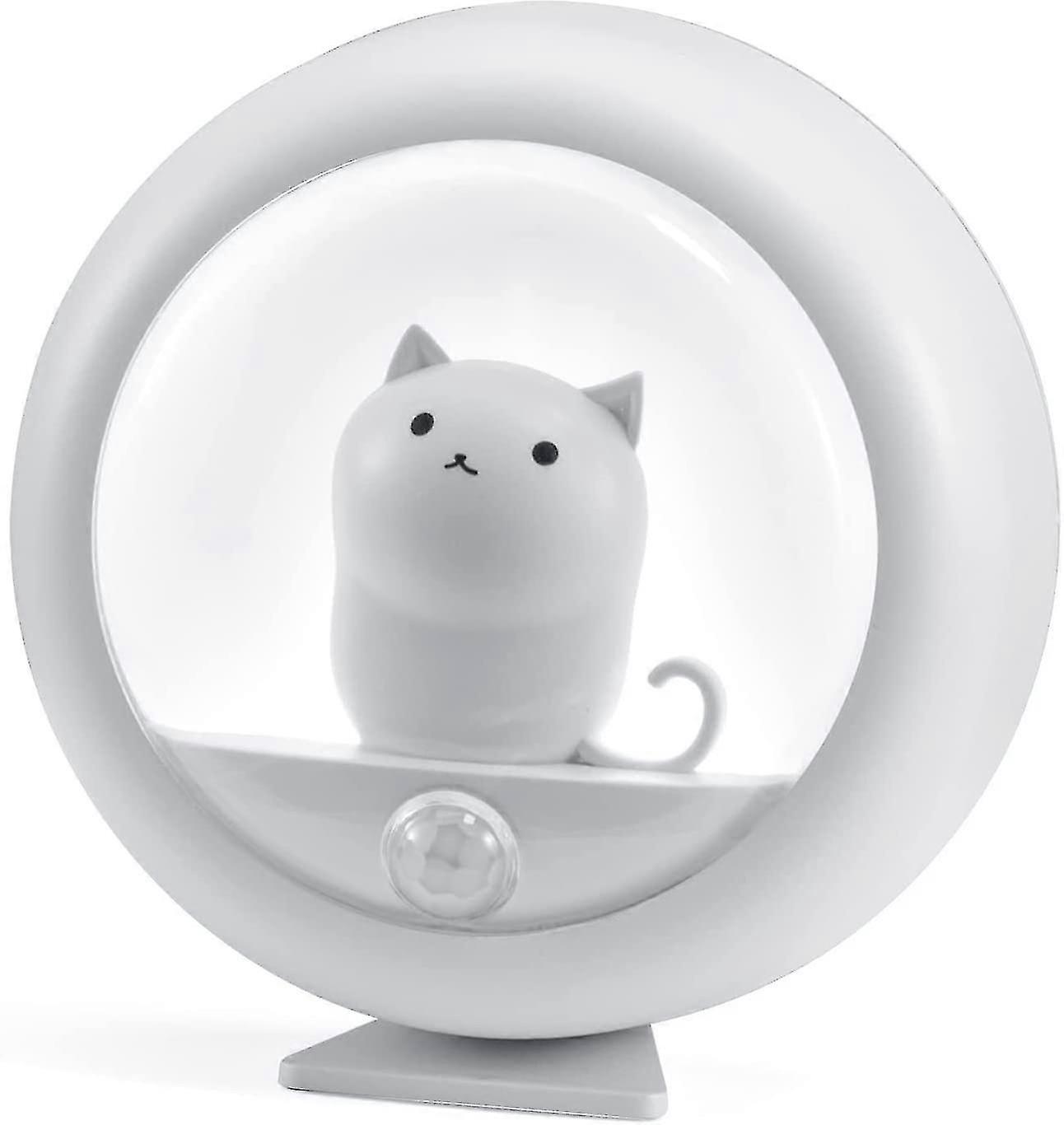 Motion Sensor Night Light,warm White Usb Rechargeable Bedside Light,magnetic Cat Lamp