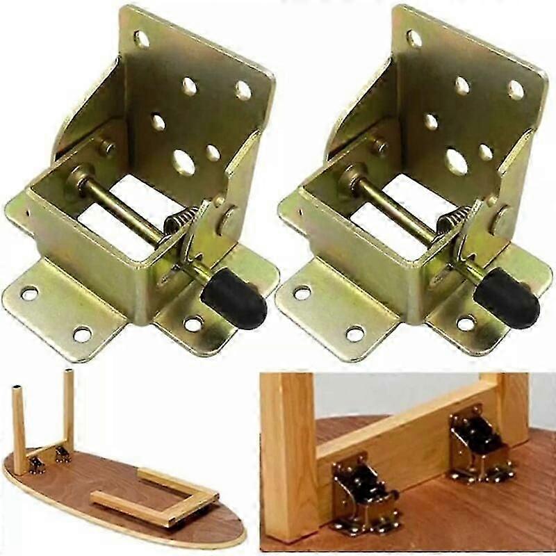 (1 Pair) 90 Degree Self Locking Folding Table Leg Extensions, Foldable, Telescopic, Hidden Shelf Brackets for Desk, Bed, Hinged