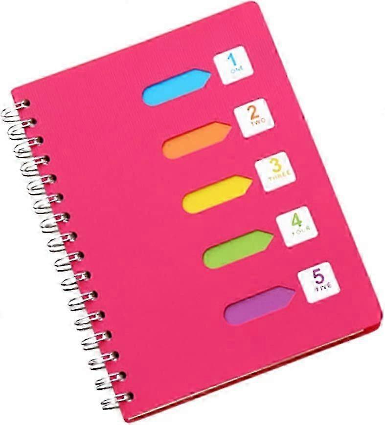 A5 Spiral Notebook 2 Inch Diary Notepad Separator Lined Spiral Notebook for Office School (A5 Pink)