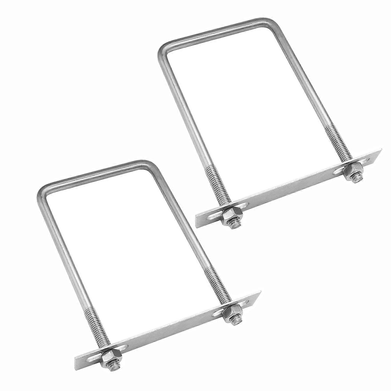 2 Sets 304 Stainless Steel Square UBolts 3.15'(80mm) Inner Width, 4.72'(120mm) Length M8 with Nuts