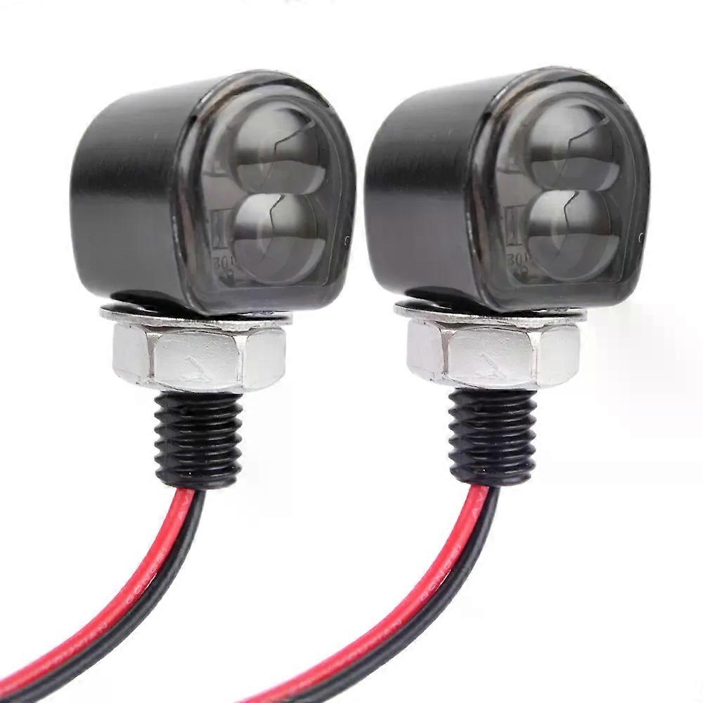 2pcs Universal Mini 12V Flashing Turn Signals Motorcycle LED Lights Amber Blinker Indicator Lamp compatible for Cafe Racer Honda Yamaha