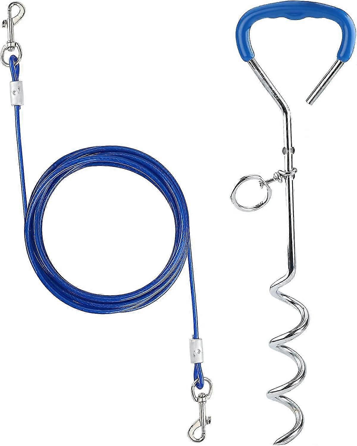 التعادل خارج كابل للكلاب ، 9.8ft / 3m الحيوانات الأليفة الأرض سبايك الكلب سلاسل للخارج ، دوامة معدنية