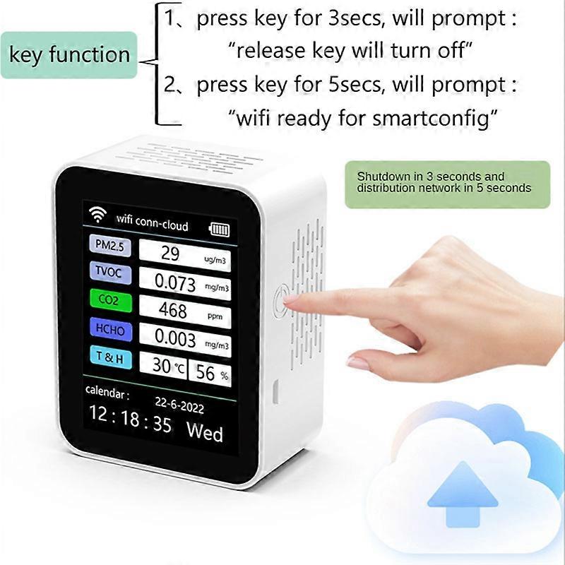 Tuya WiFi 7 in 1 Smart Air Quality Monitor CO2 Meter TVOC HCHO PM2.5 Tester CO2 Sensor Formaldehyde 
