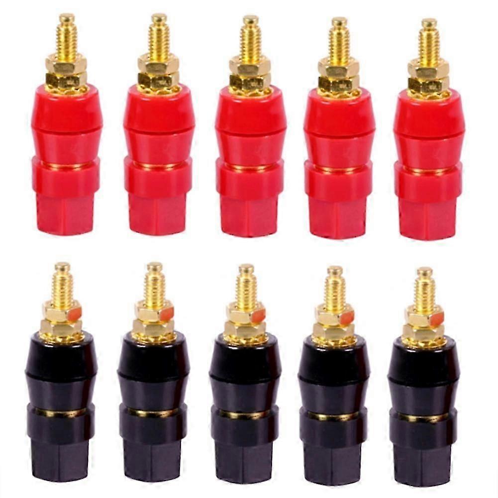 10Pcs/Lot Gold Plated Banana Binding Post Large Current Amplifier 4mm Banana Plug Jack Socket Speaker Terminal 5 Pairs