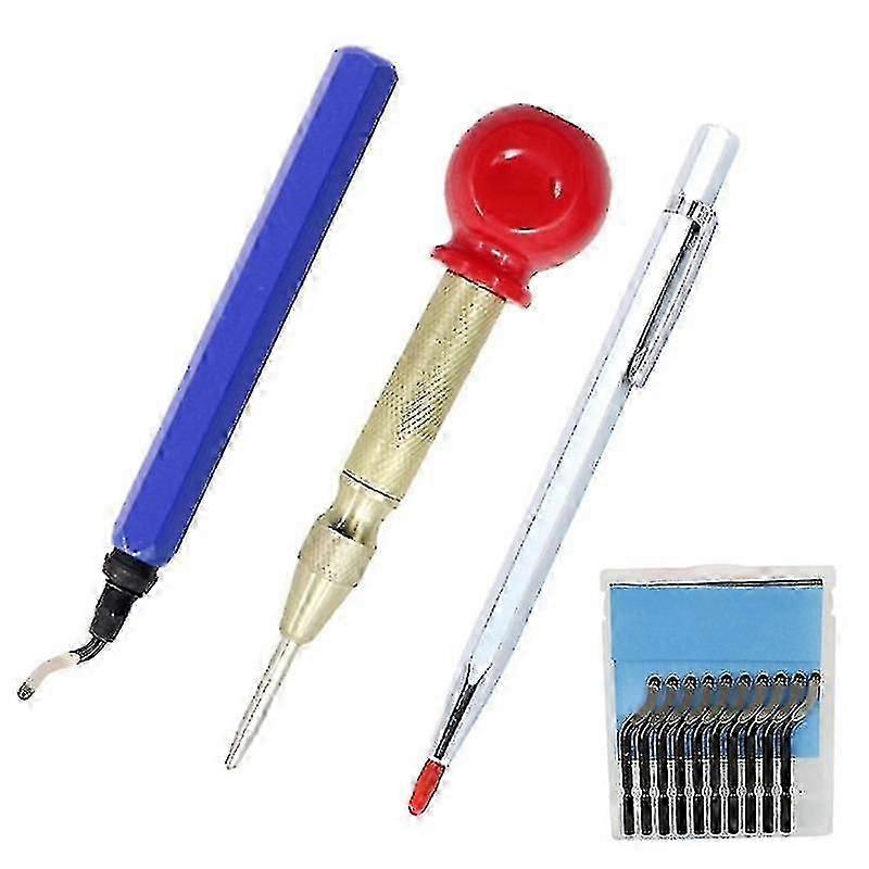 Deburring Tool Kit with 10 HSS Blades Swivel Handle and Center Punch for Removing Burrs and Tile Cutting