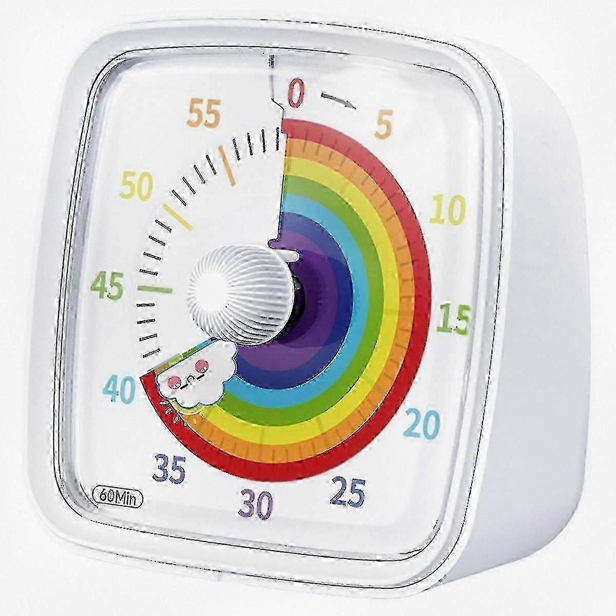 60-Minute Countdown Timer with Night Light, Rainbow Pattern, Suitable for All Ages, Ideal for Pomodoro Technique Use