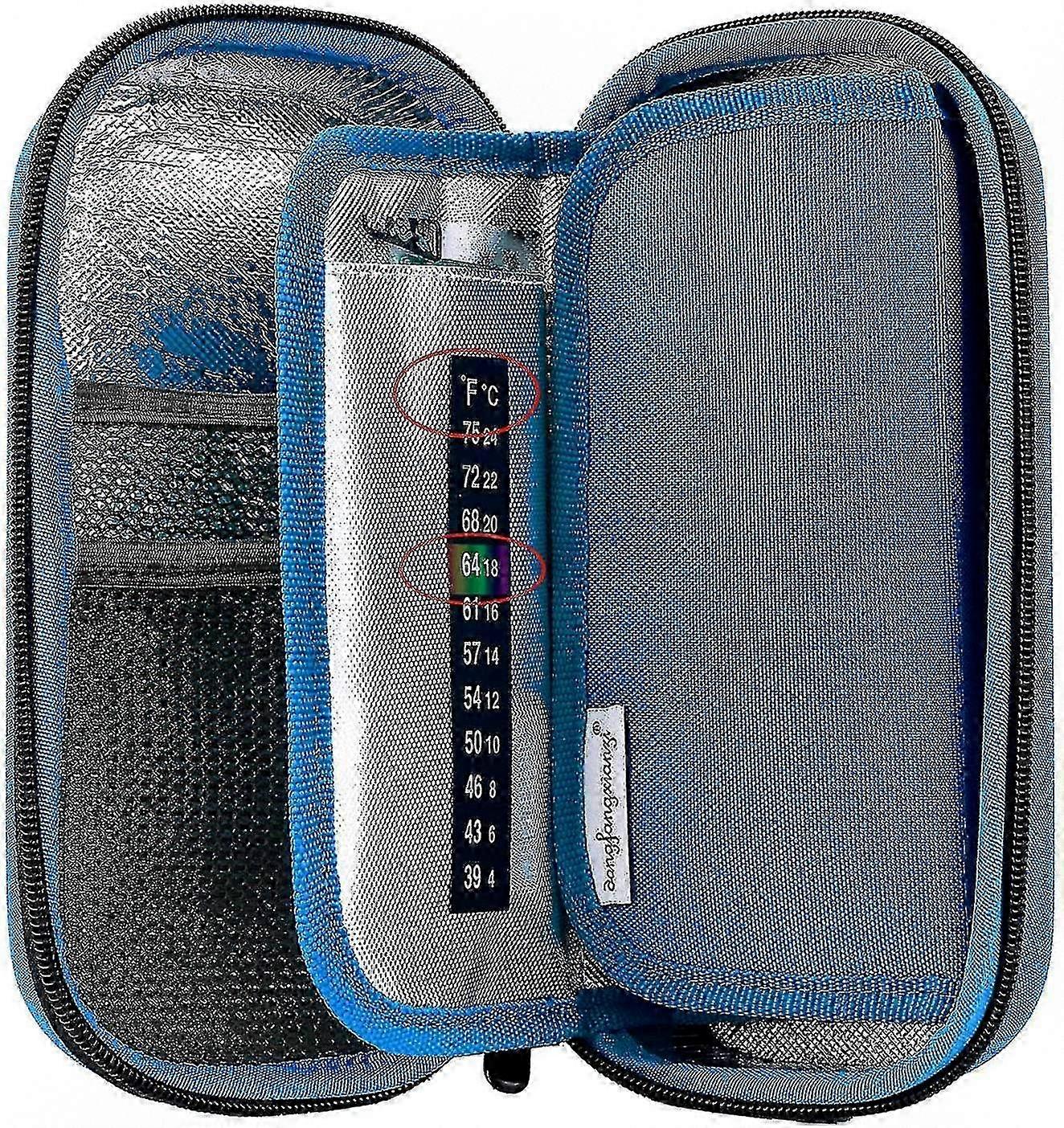 Insulin Cooler Travel Case - Practical Insulated Bag for Carrying Diabetic Supplies with 3 Ice Packs for Medication (blue)