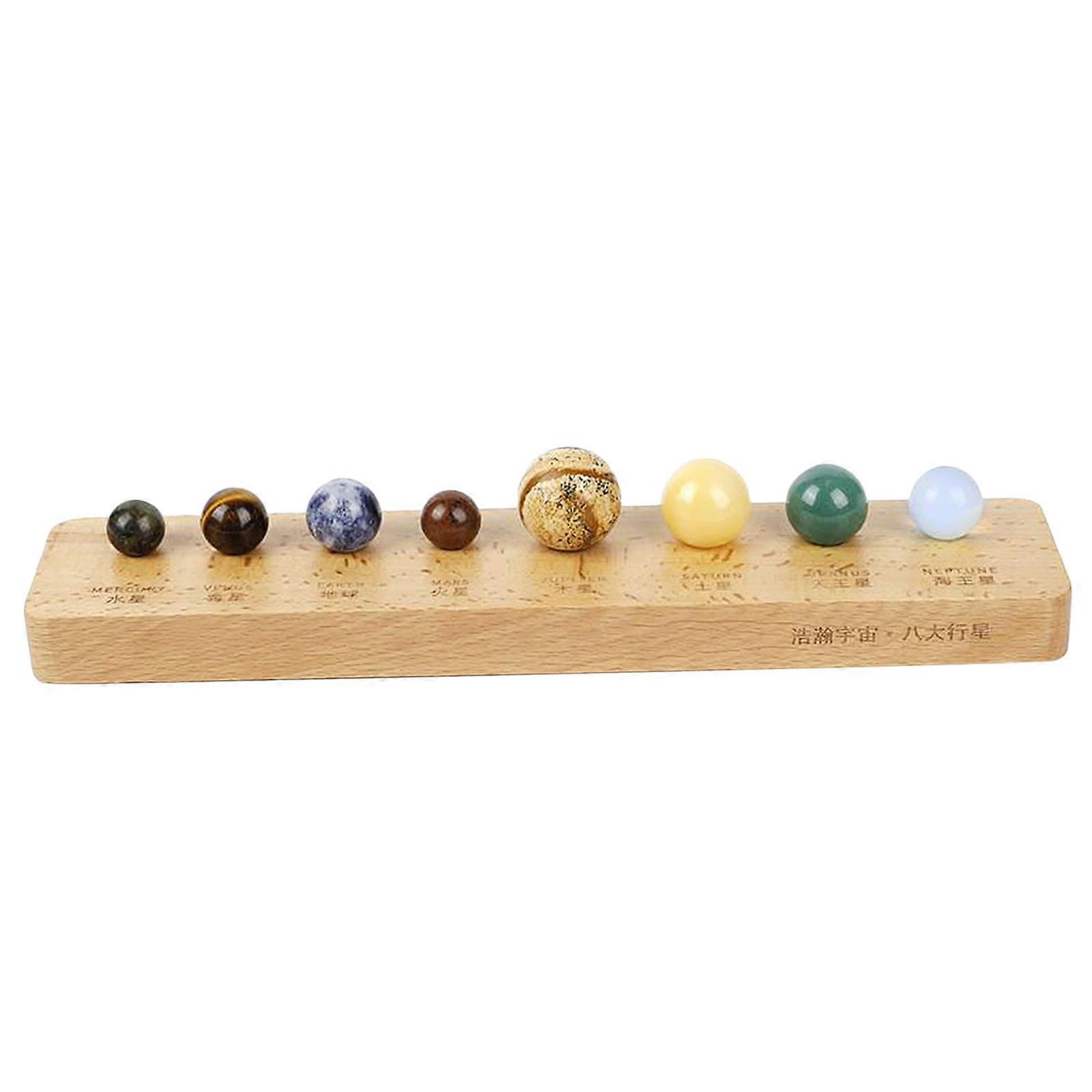 8 Planets Model with Wooden Base Feng Shui Ornaments Home Desktop Decor