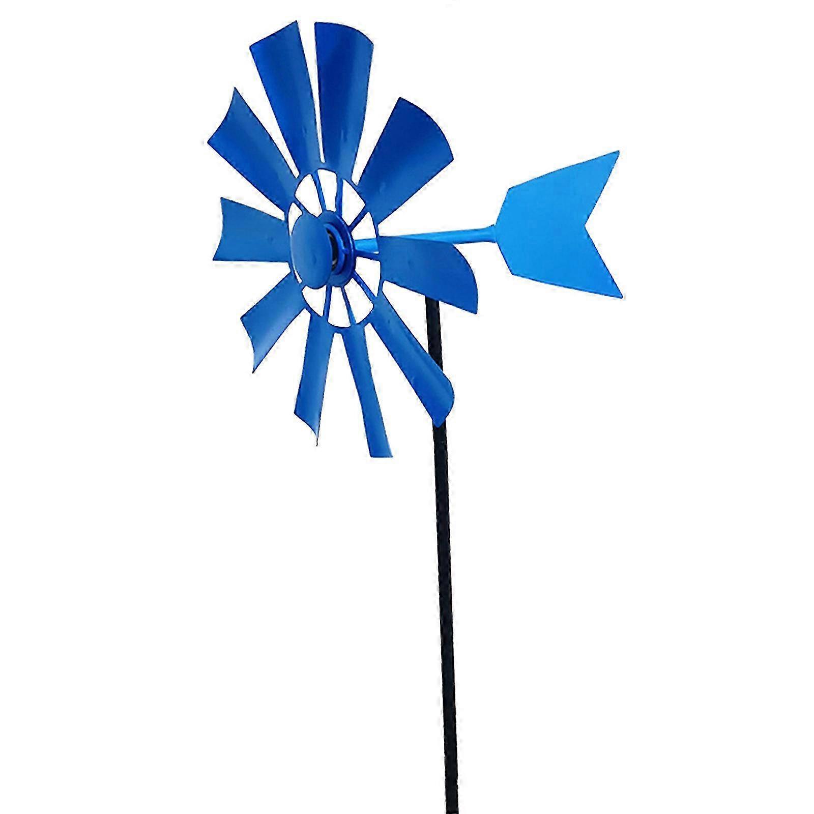 Metal Landscape Ornament with Rotating Iron Windmill