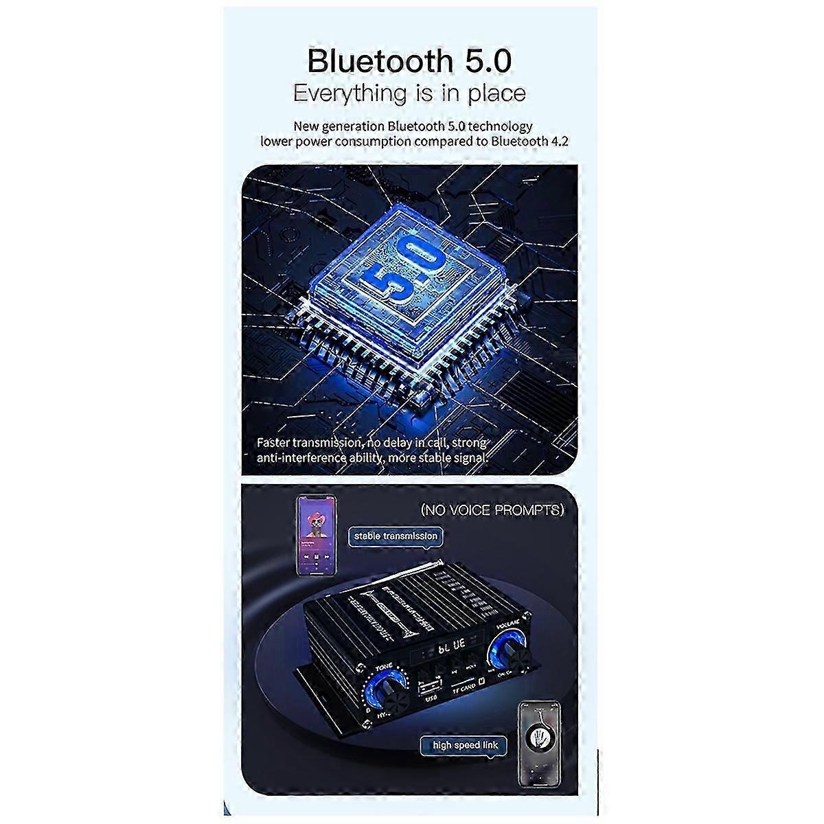 Digital Bluetooth Amplifier 12V Home Car 2 Channel HIFI Sound Speaker