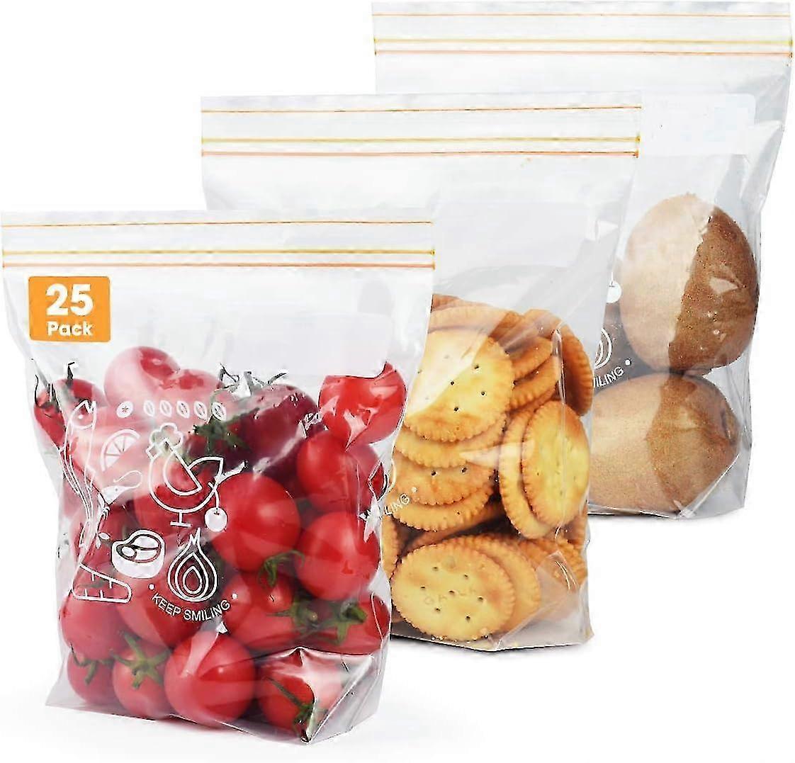 再利用可能なフリーザーバッグ25パックミディアムジップロックサンドイッチ収納バッグ