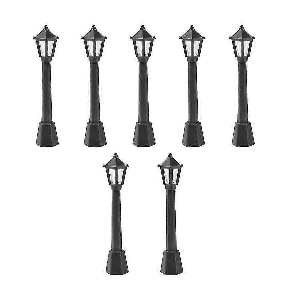 7 Pcs Train Set Railway Train Lamp Model Miniature Street Lights Mini Street Lamp Photo Prop Miniatu
