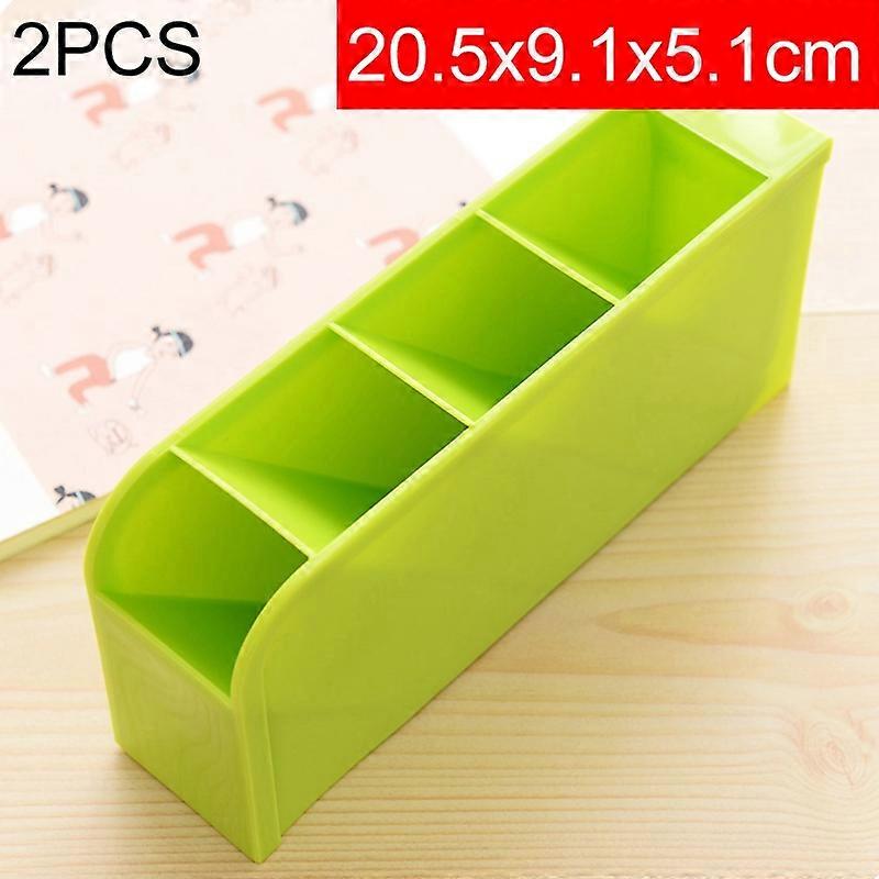 2 PCS Multi-function 4 Grid Desktop Pen Holder Office School Storage Case Plastic Box Desk Pen Pencil Organizer