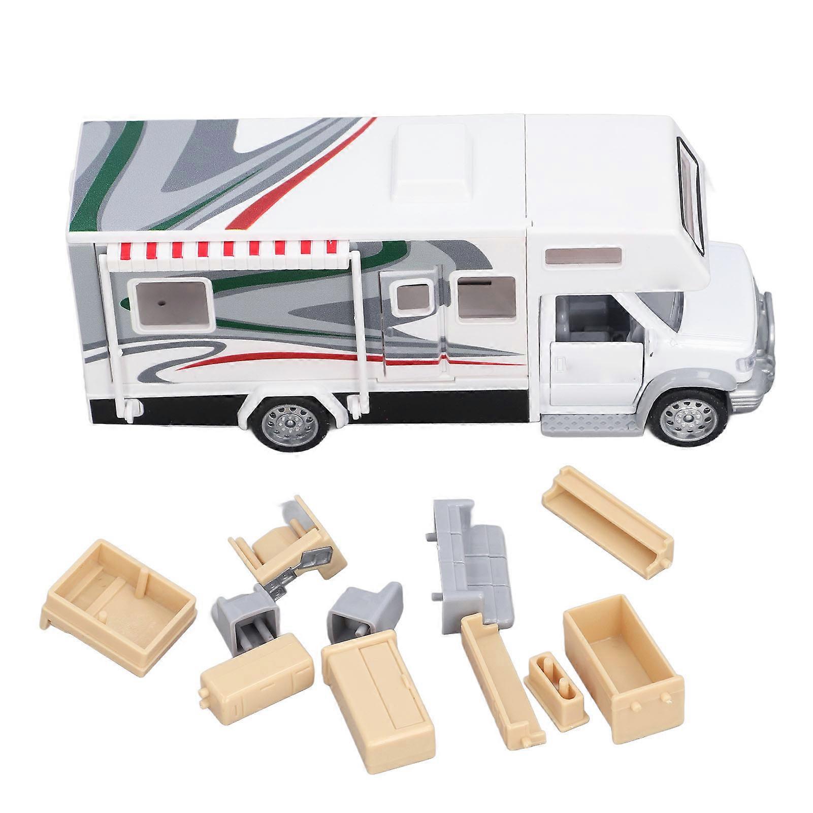 1/32 Scale Kids Camper Van Toy Sound Light Door Opening Simulation Alloy Educational Toy White