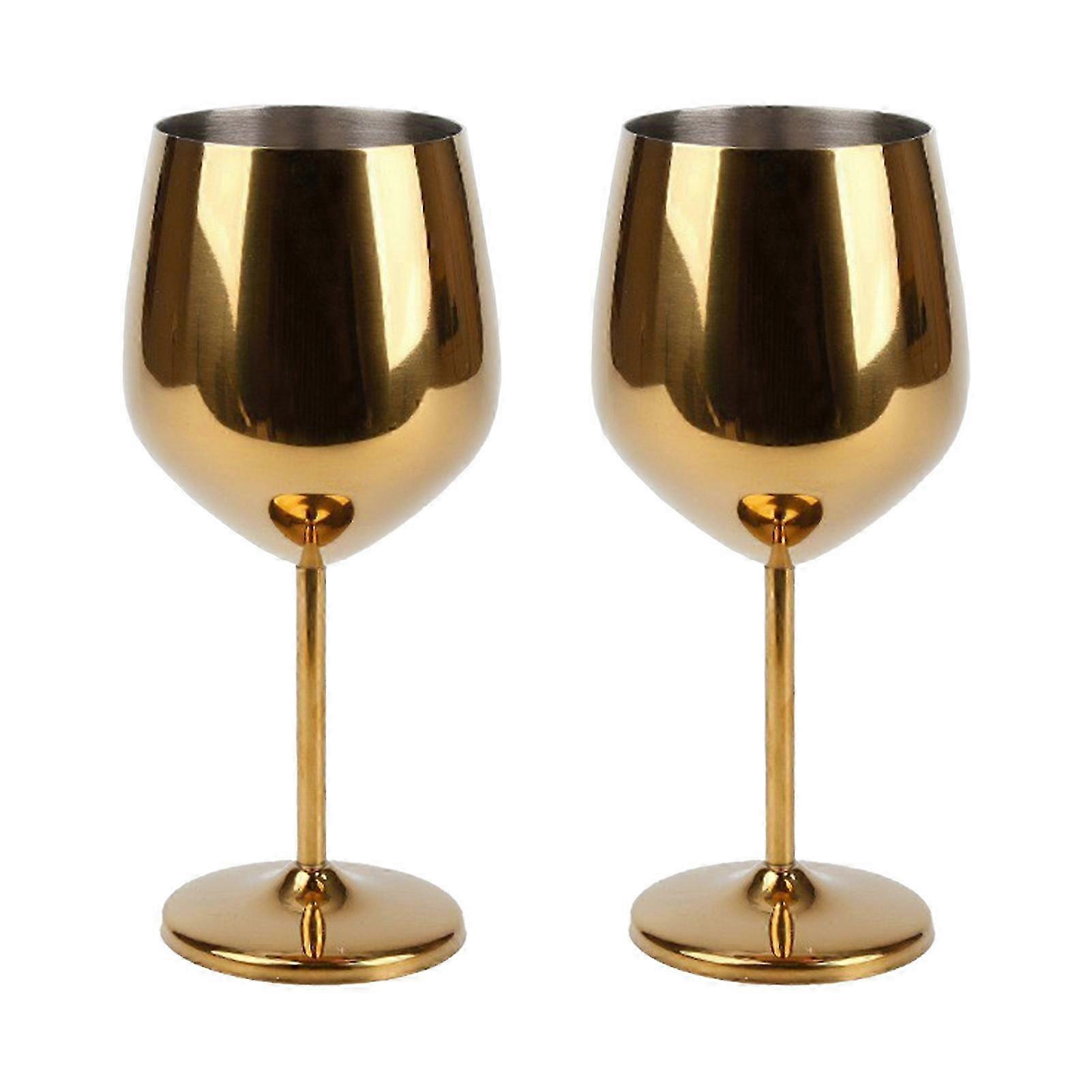 Vinglass i rustfritt stål 18 oz - gull 2 stk for fest bryllupskontor