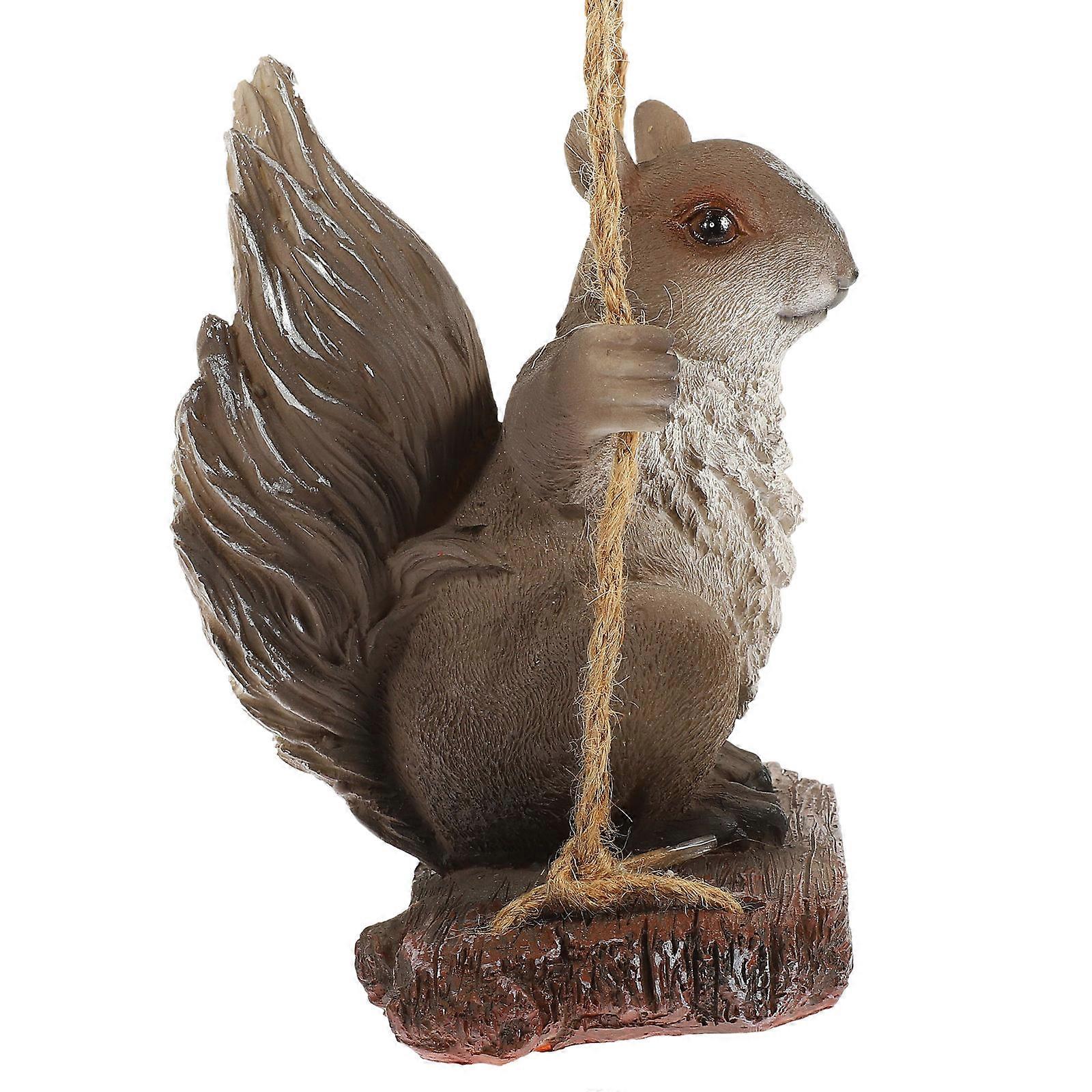Portable Squirrel Garden Decor with Hammock, Safe Resin Material, Stylish Appeal