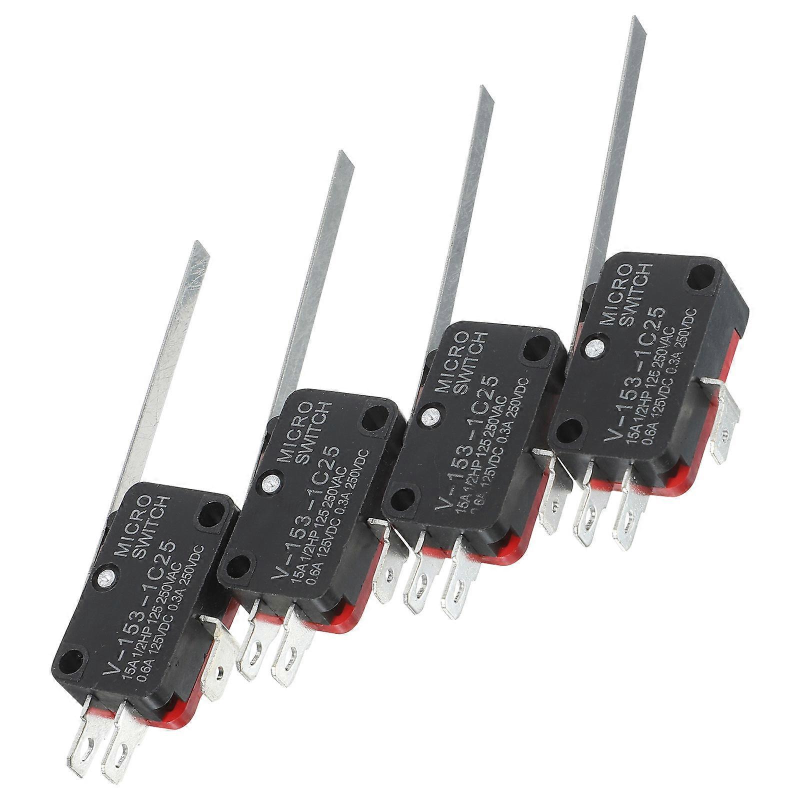 4 PCS Waterproof Push Button with 2 Long Hinge Lever Micro Momentary