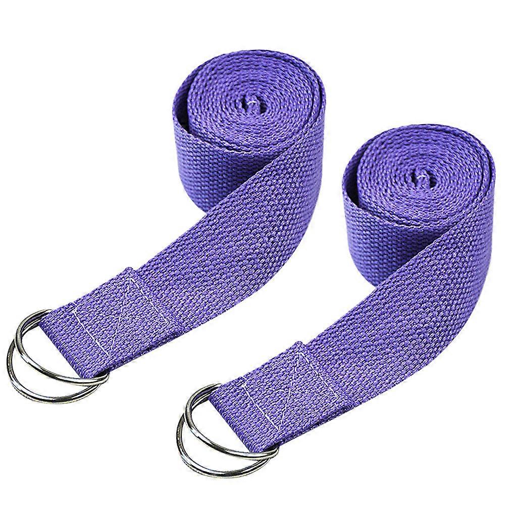 Yoga Stretch Band Elastic Yoga Stretching Strap For Adults Warm-Up Flexibility Improvement 2Pcs 183x3.8cm Dark Purple Polyester Cotton