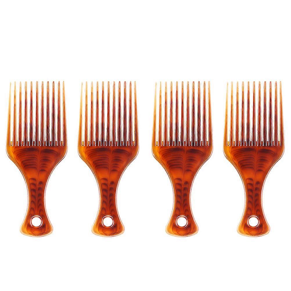 Plastic Hair Combs for Afro Curly Hair 4pcs Coffee Color Smooth Pick Tail