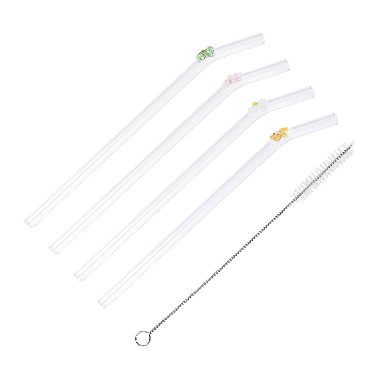 Food Grade Safety Glass Straws Multi-Use Reusable Drinking Straws For Milk Tea Shops Golden Yellow 7.86X0.31X0.31in 1 Set