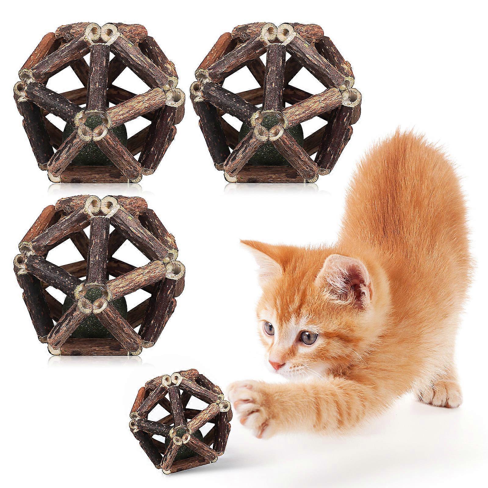 Cat Stimulation Toys Catnip Balls Actinidia Polygama Indoor Playtime 4Pcs
