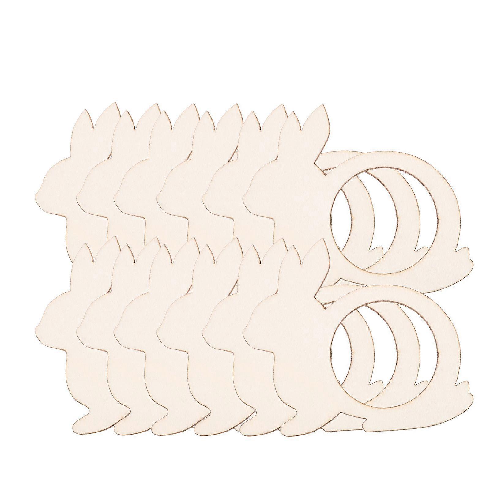 Adorable Napkin Rings Rustic Wood Serviette Buckles Restaurant Table Decoration Beige 20Pcs