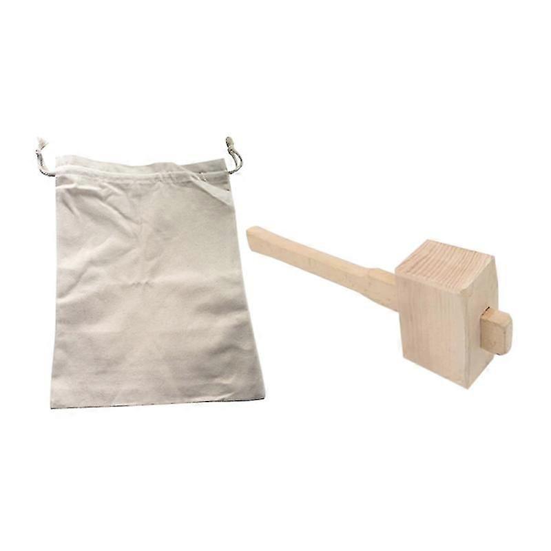 Bag and Ice Mallet,Bartender Kit Ice Crusher, Beach Wood Hammer Set for Ice Crushing,Bar Tools for Home Bartenders