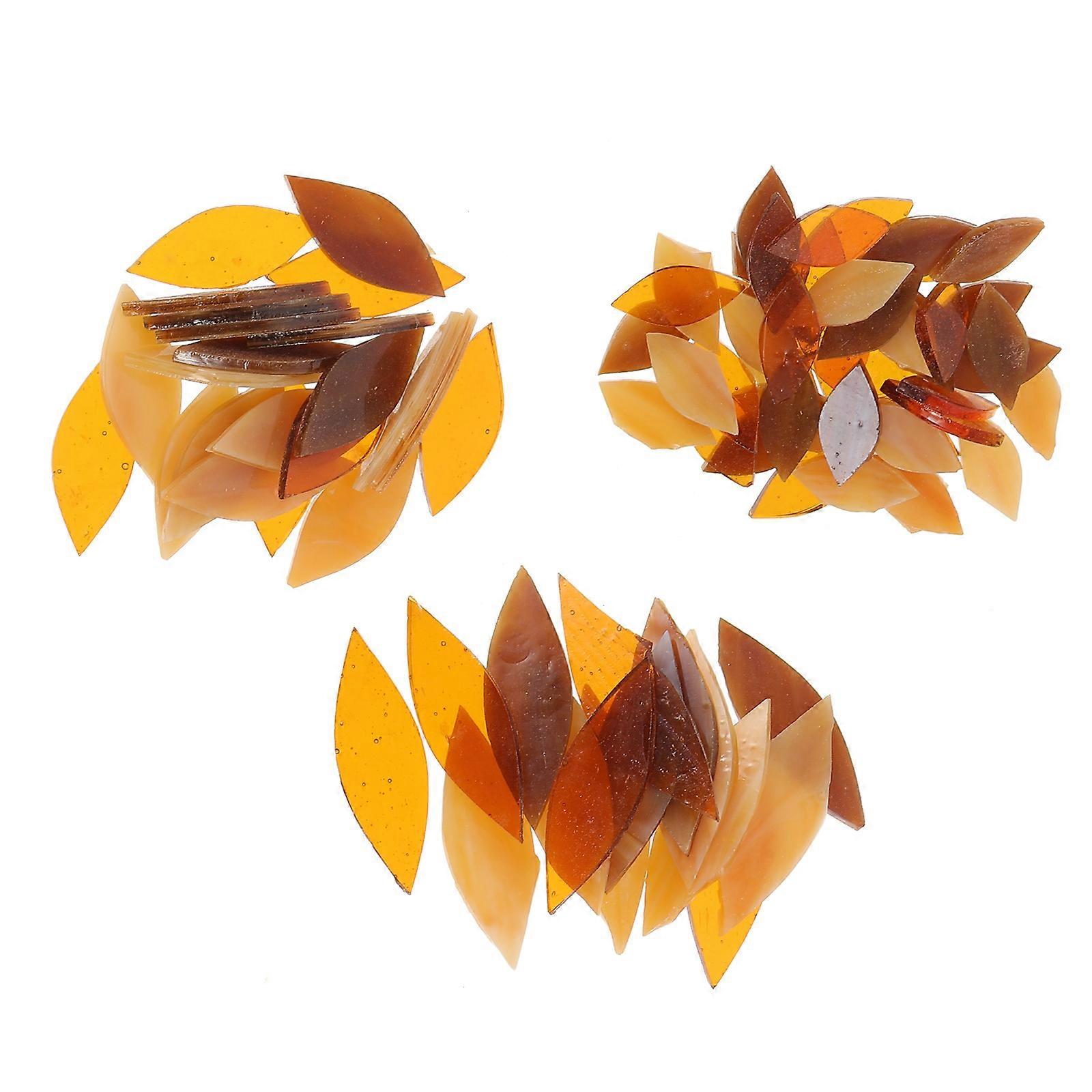 Handmade Tile Pieces Coffee Colored Mosaic Pieces Leaf Shaped Diy Craft Flowerpots 3 Sets