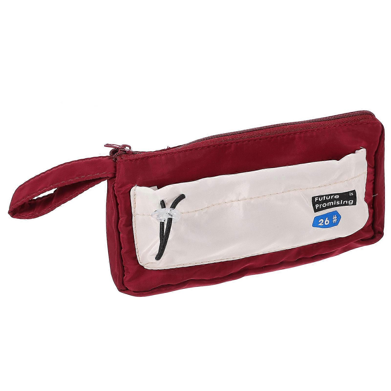 Pencil Case For Girls Rectangular Minimalist Design Storage for Stationery Red 1Pack