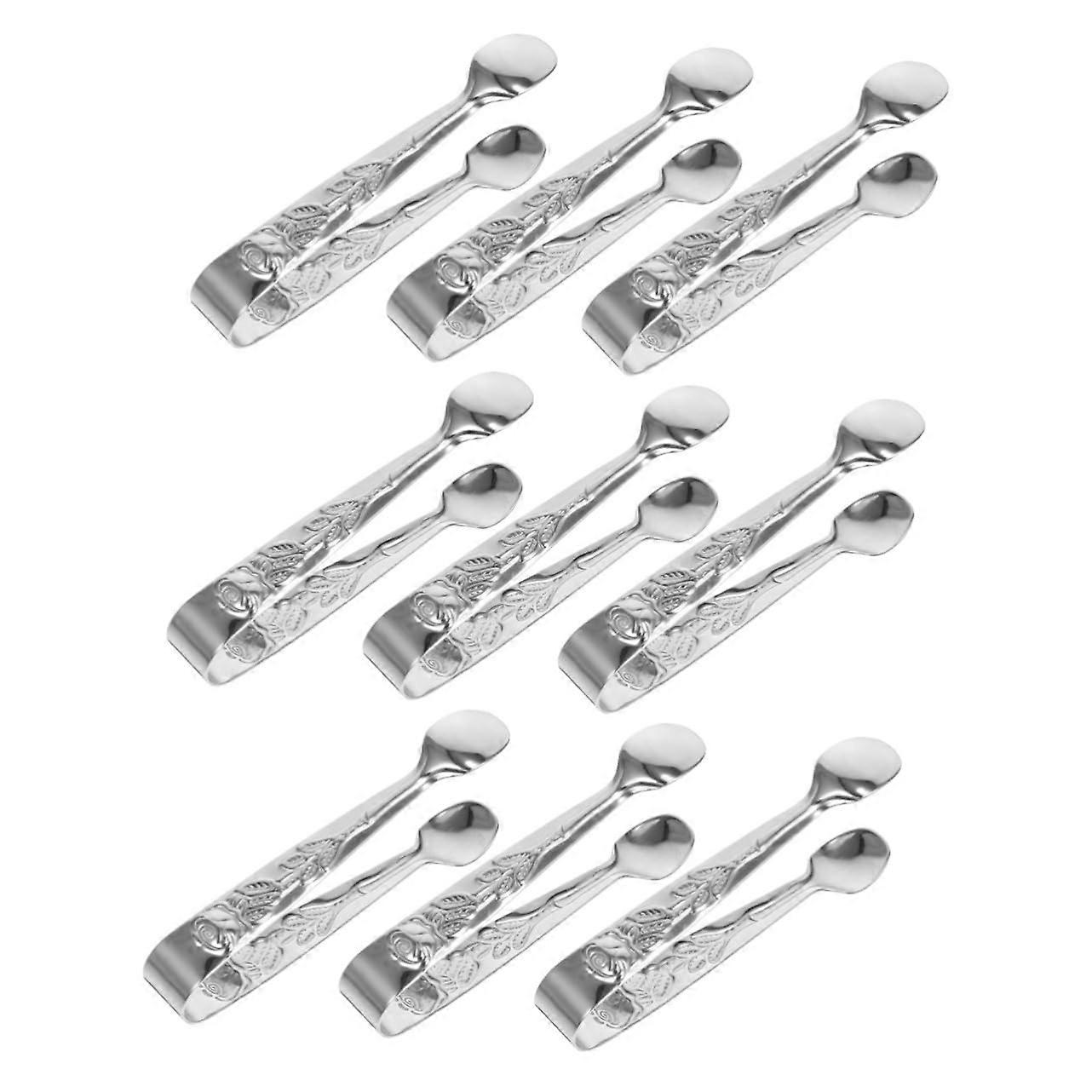 stainless steel tongs, ice cube clip, serving utensils, rust