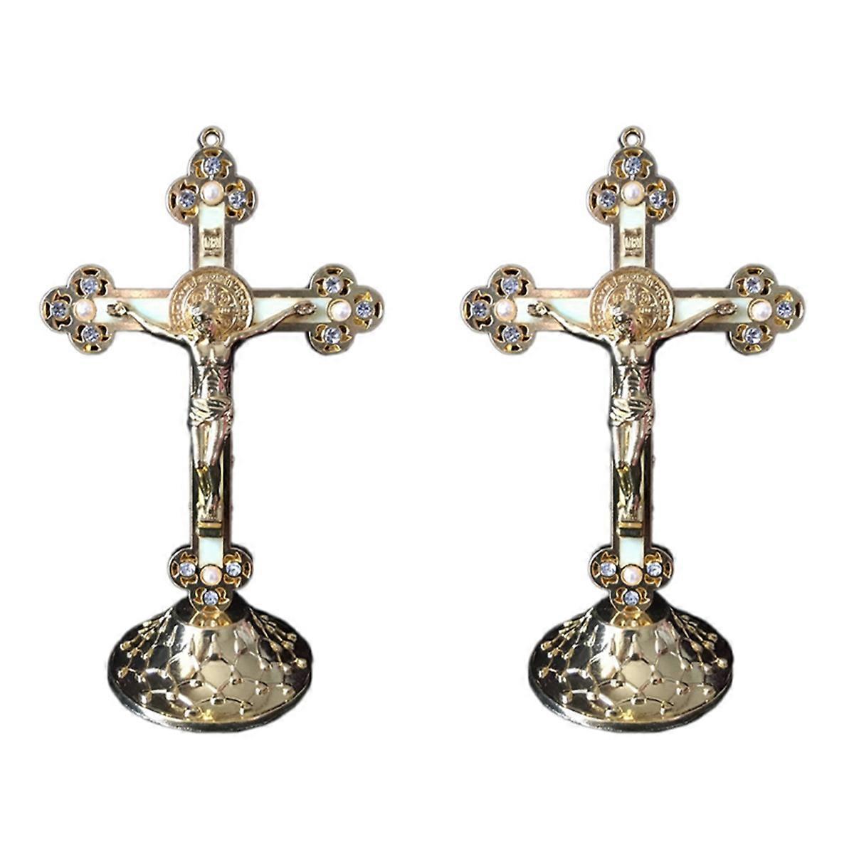 Standing Crucifix with Base for Home and (Gold)
